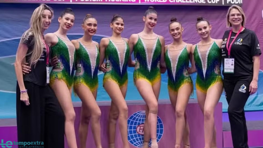 Histórico! Brasil conquista ouro inédito no conjunto geral da Copa do Mundo de Ginástica Rítmica em Portugal