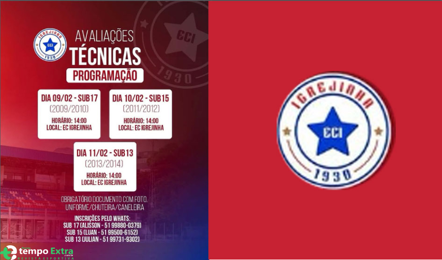 E.C. Igrejinha abre período de seletivas para reforçar categorias de base