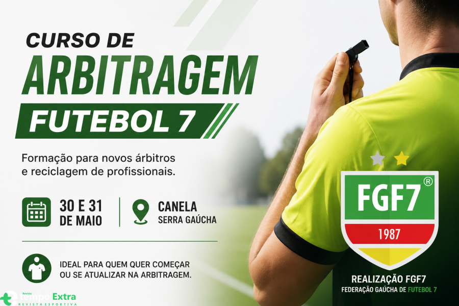 Curso de Arbitragem de Futebol 7 será realizado em Canela nos dias 30 e 31 de maio